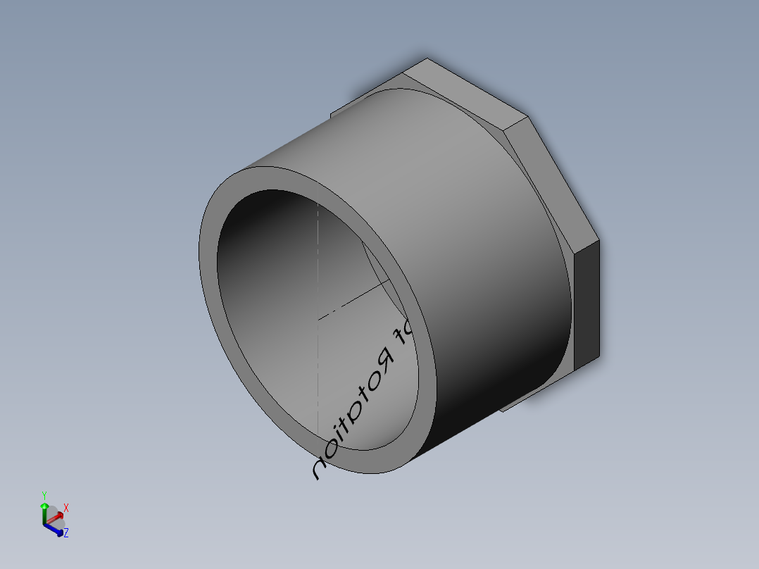 PVC公制管件-90 EndCap正等轴测图