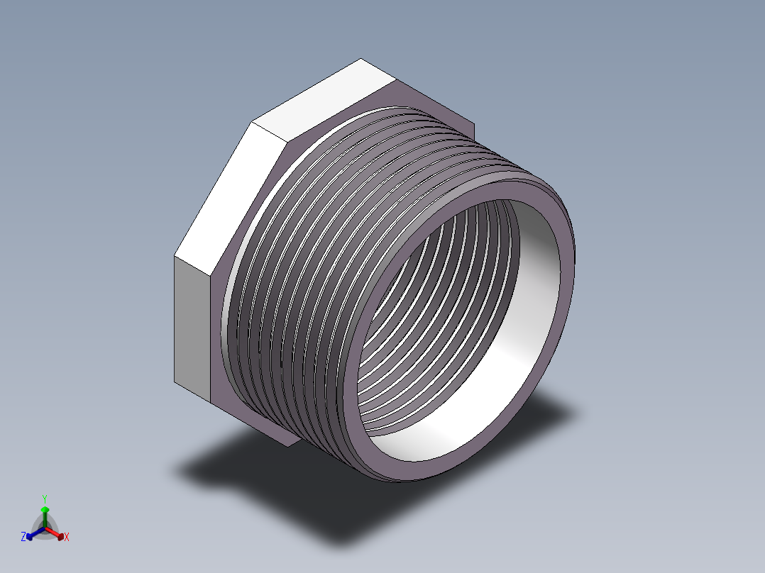 转接头-内外丝异径 DN40-DN32正等轴测图