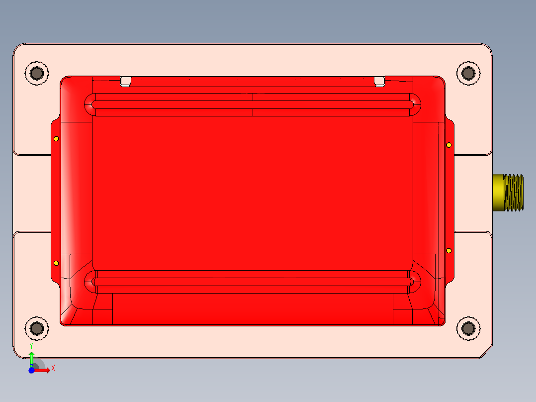 金属外壳CNC铣外观面工装治具模型三维+CAD前视图