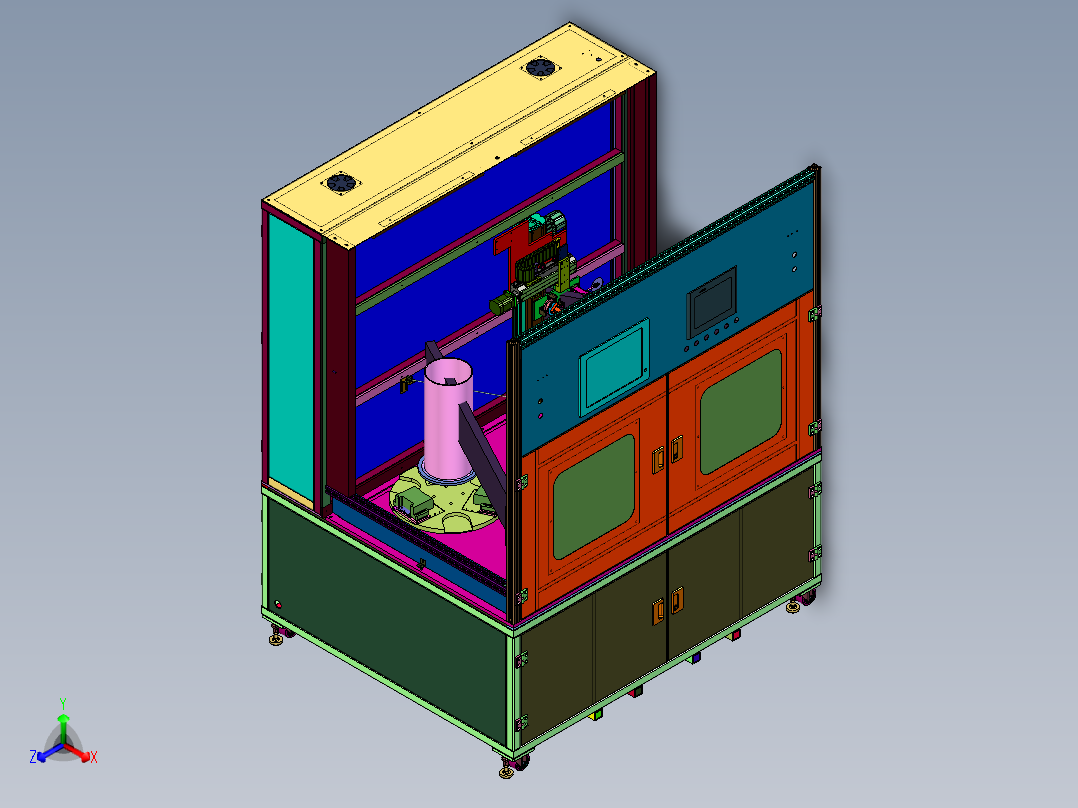 缸体涡流探伤测试设备正等轴测图