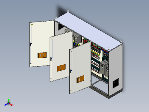 三柜组装双电源630Aplc控制柜 55291正等轴测缩略图