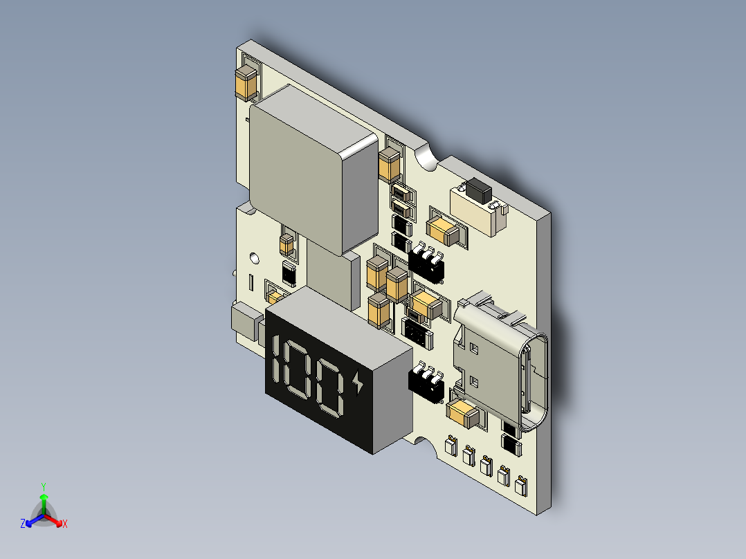 LX-PB225M快充22.5W Type C正等轴测图