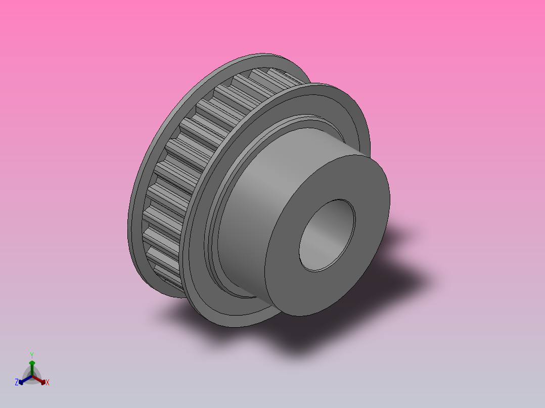 小凸缘型梯形齿同步带轮T5型_ST5DC-28-10-dc14-A正等轴测图