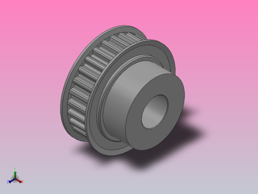 小凸缘型梯形齿同步带轮T5型_ST5DC-28-10-dc14-A正等轴测缩略图