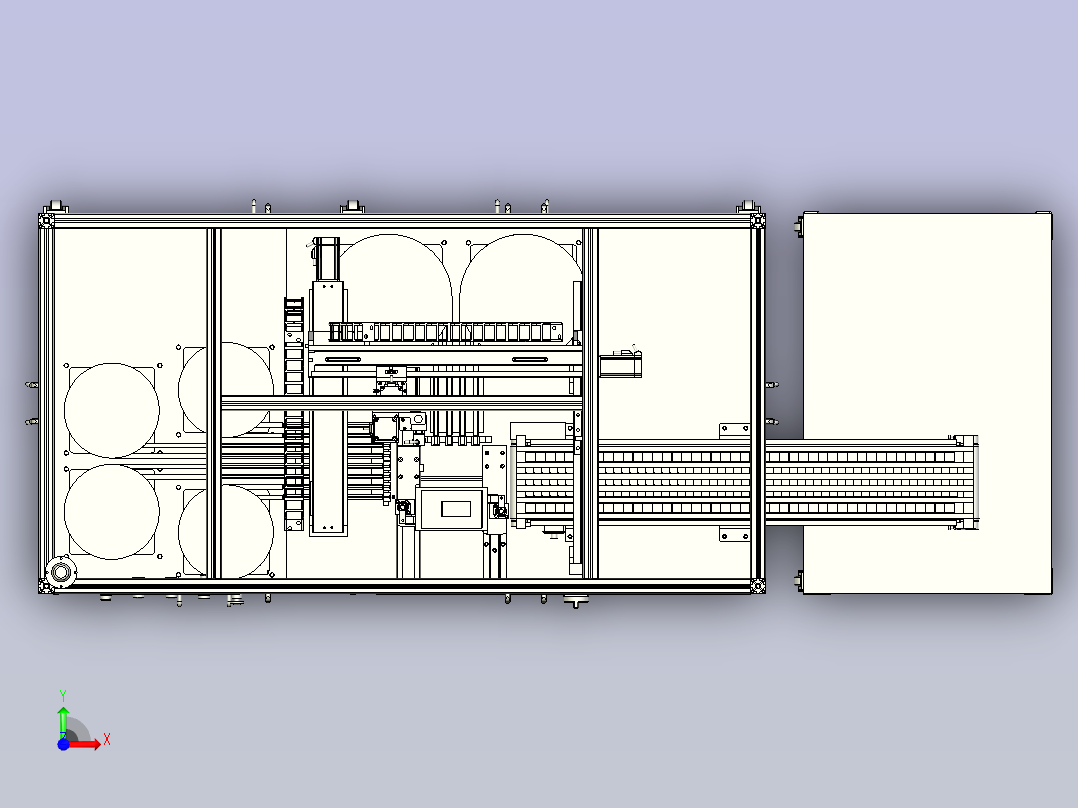 一种保险盒自动组装设备图纸模型前视图