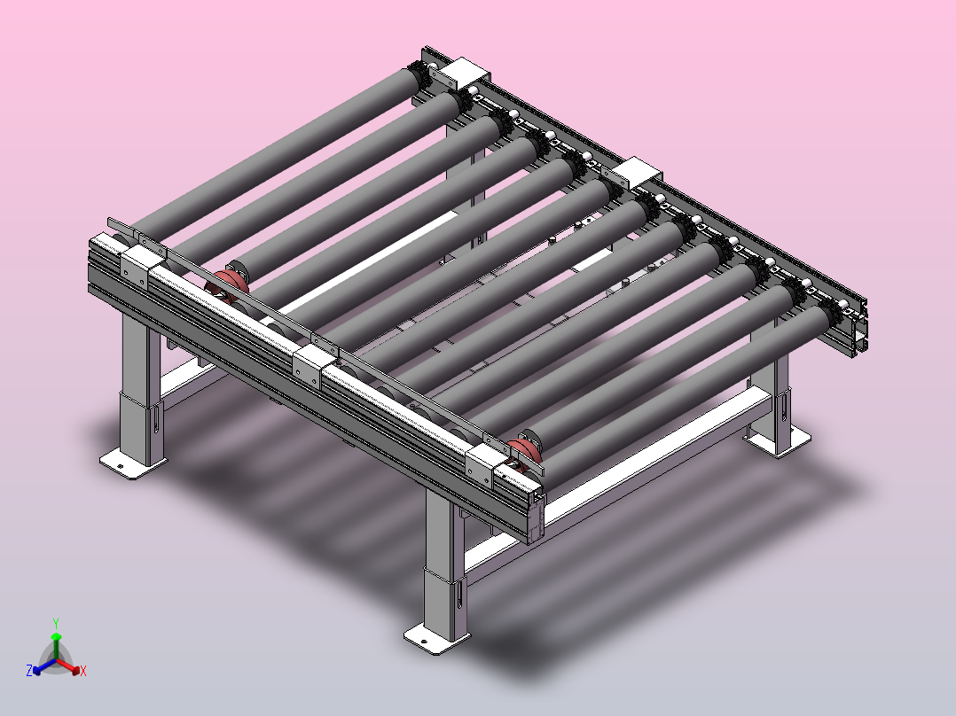 辊道输送线滚筒输送线正等轴测图
