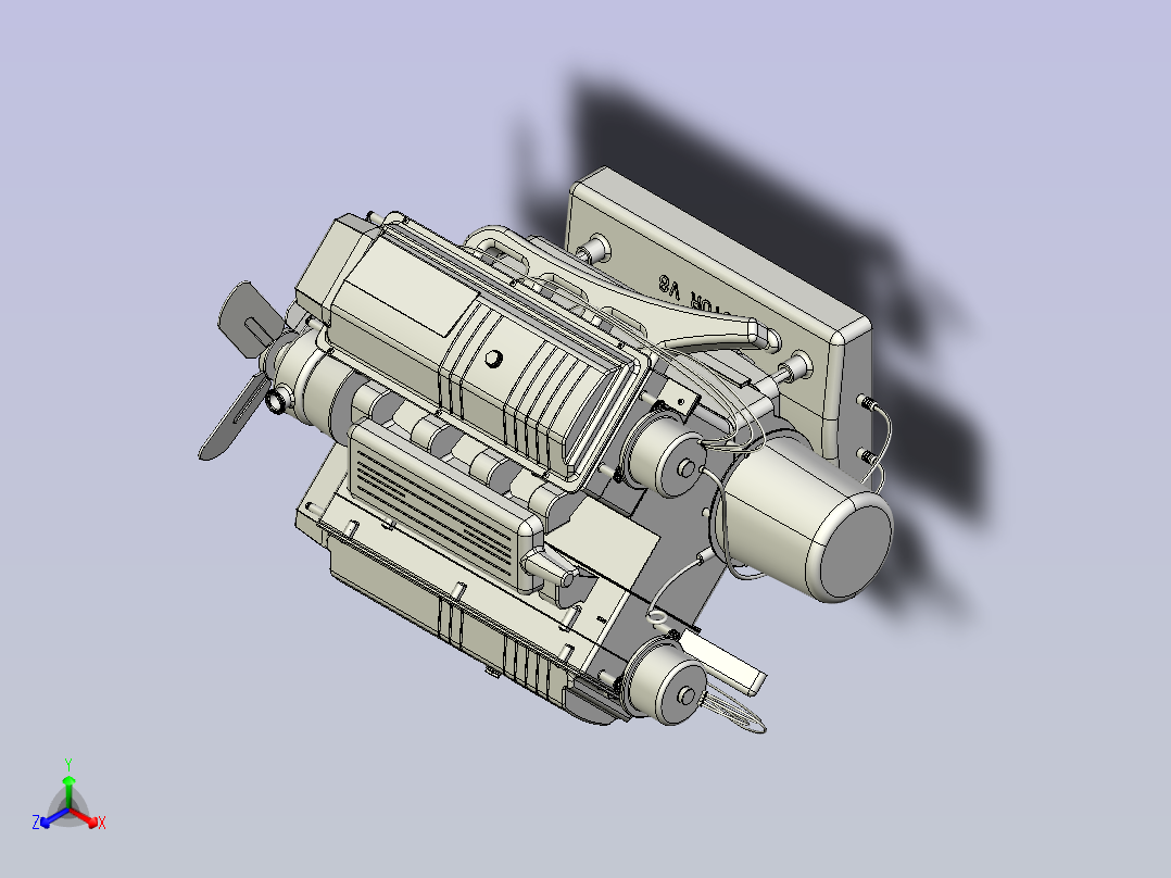 V8发动机三维模型3D图设计主视图