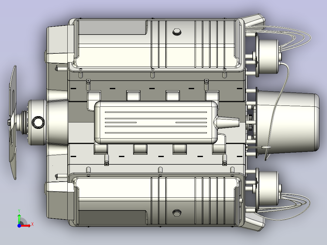 V8发动机三维模型3D图设计前视图
