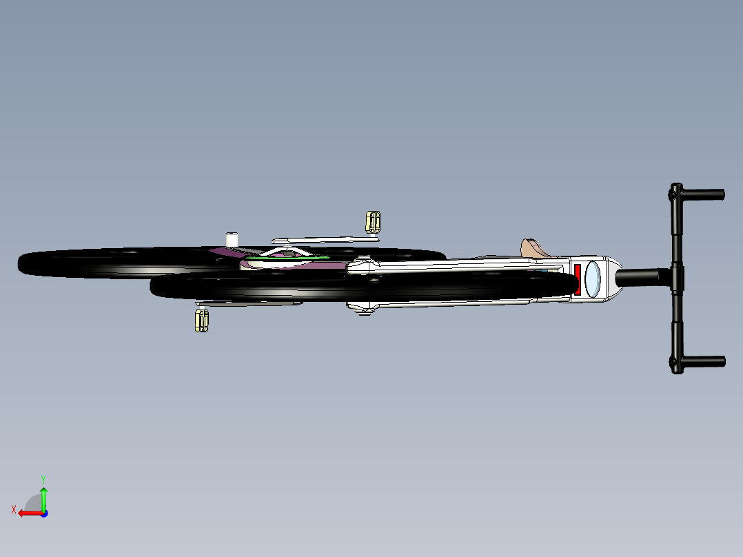 粉色自行车模型后视图
