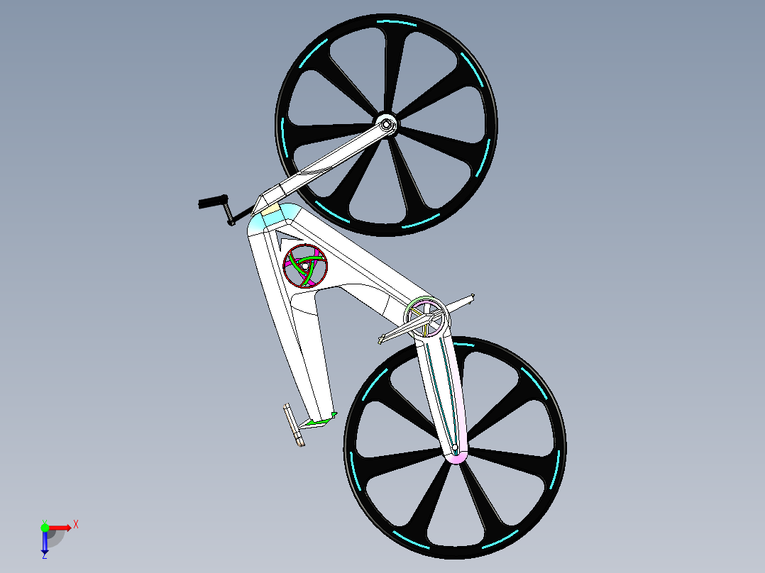 粉色自行车模型俯视图