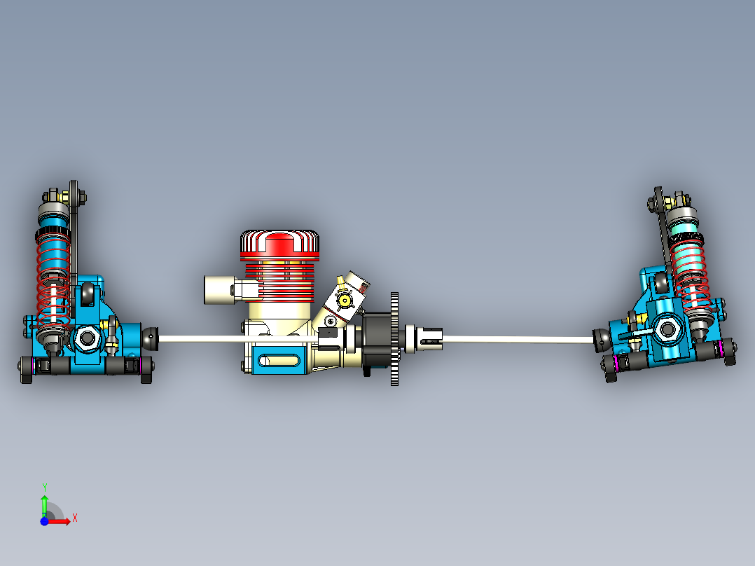 RC遥控车动力传动系统3D图纸 STP格式前视图