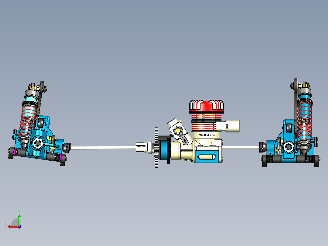 RC遥控车动力传动系统3D图纸 STP格式后视图