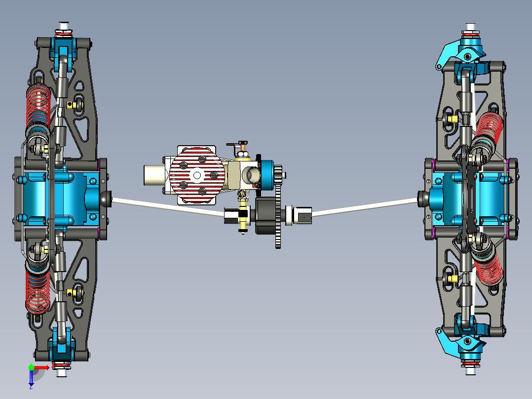 RC遥控车动力传动系统3D图纸 STP格式俯视图