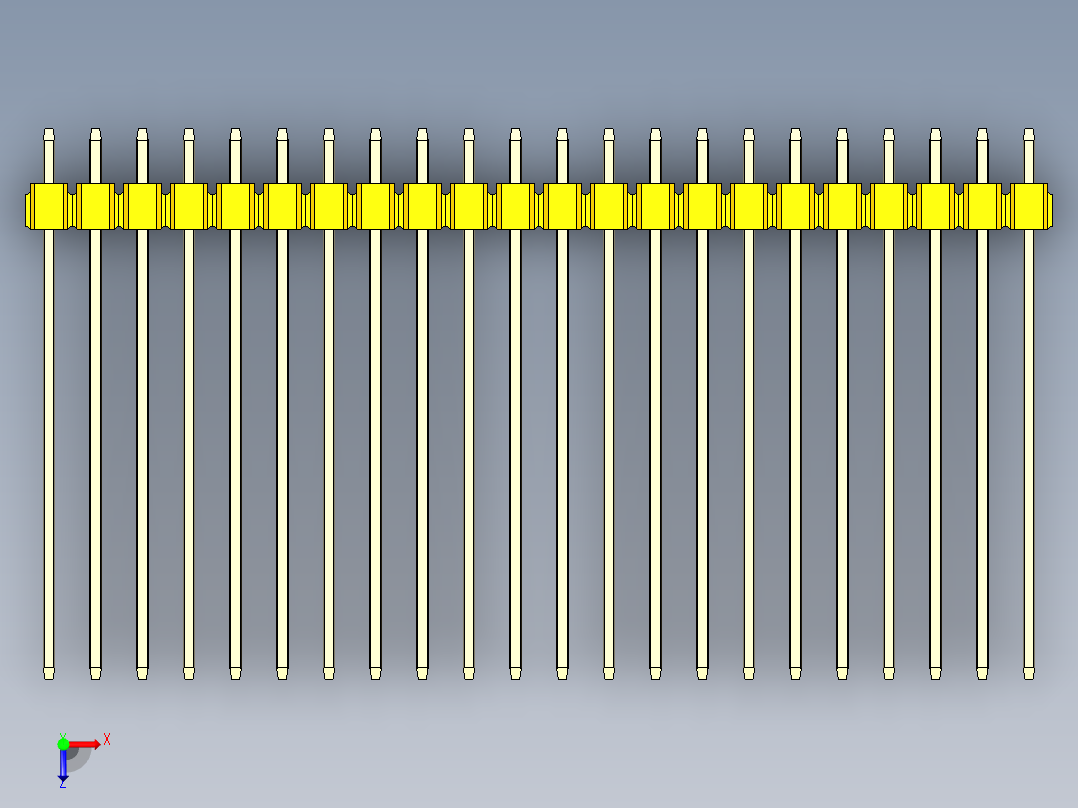 彩色公头100mil（2.54mm）系列-DS1021_yellow_3x22p_100mil_Type43_rev1.0俯视图