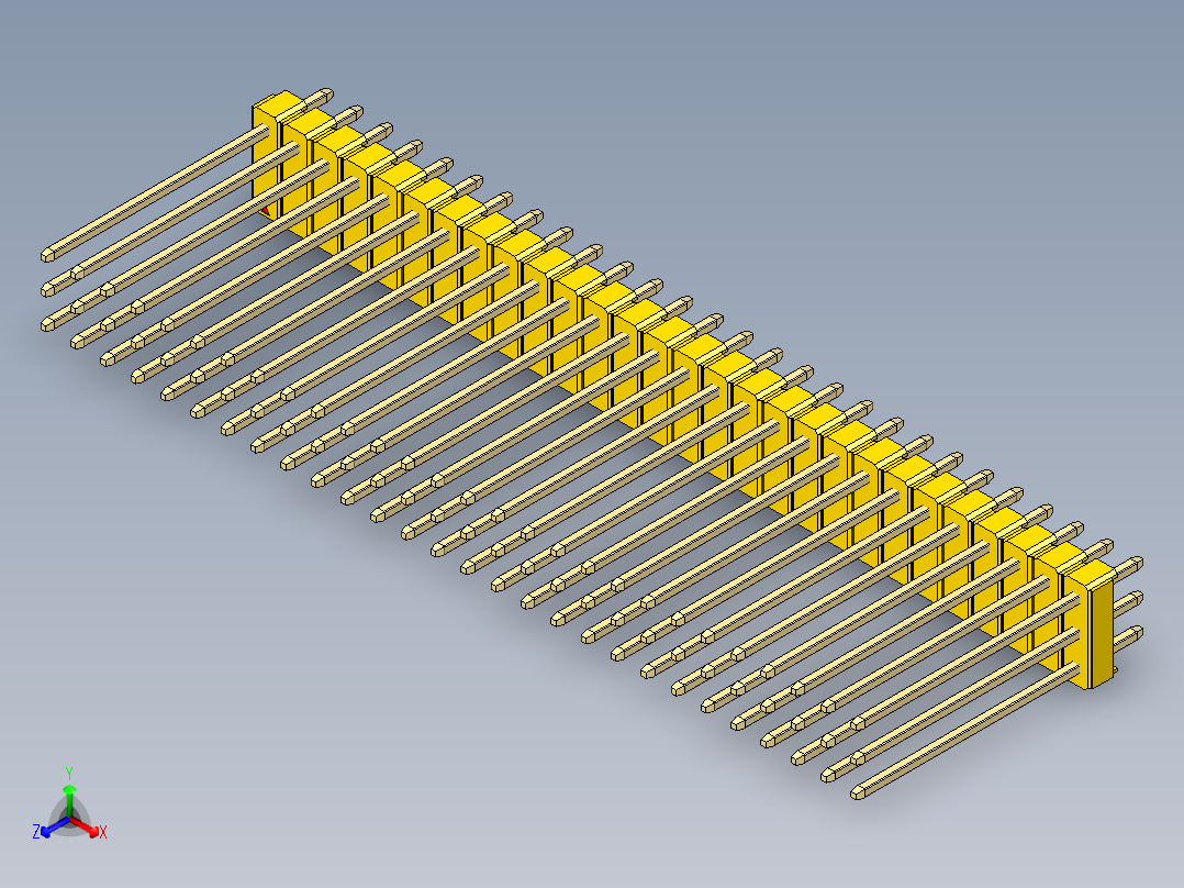 彩色公头100mil（2.54mm）系列-DS1021_yellow_3x28p_100mil_Type19_rev1.0主视图