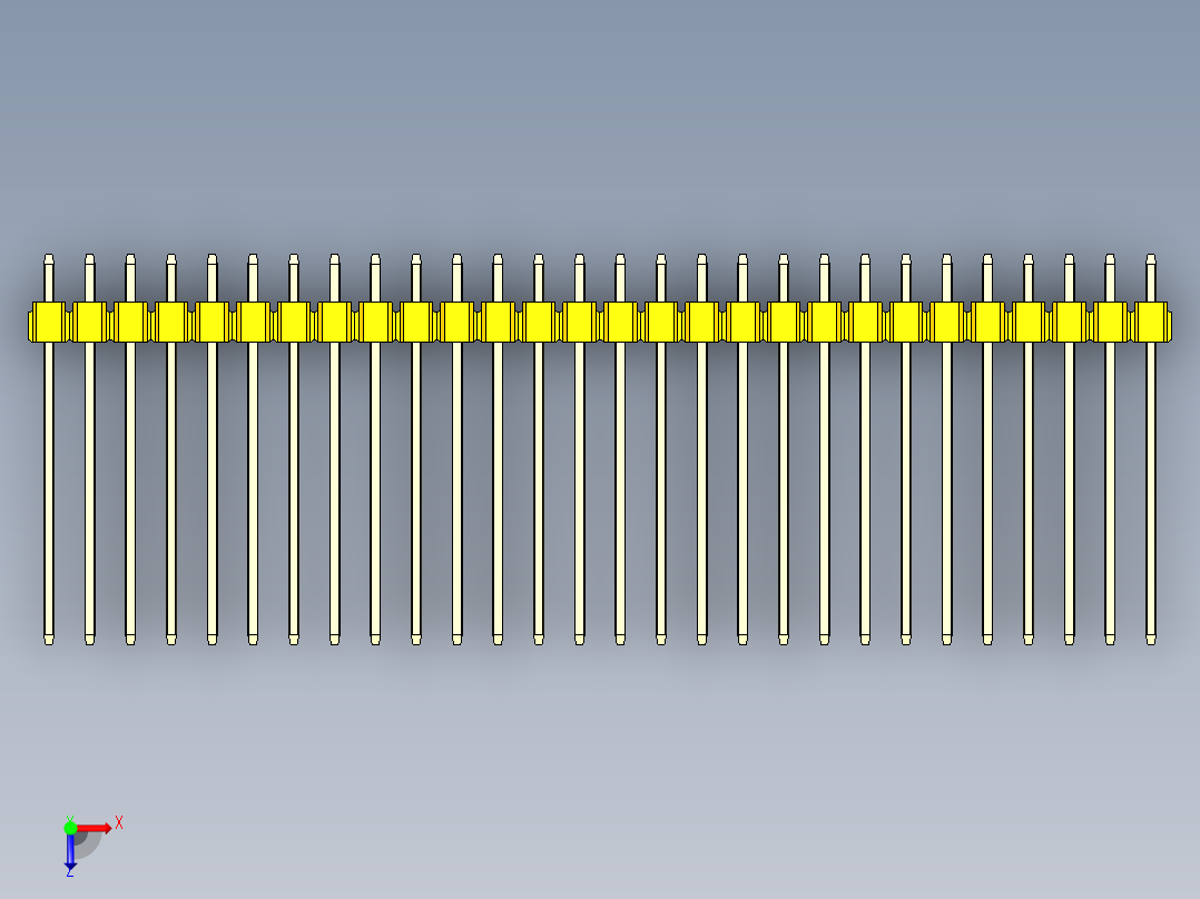 彩色公头100mil（2.54mm）系列-DS1021_yellow_3x28p_100mil_Type19_rev1.0俯视图