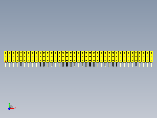 彩色公排针 100mil 2.54mm 系列-DS1022_yellow_3x39p_100mil_TypeD_rev1.0前视缩略图