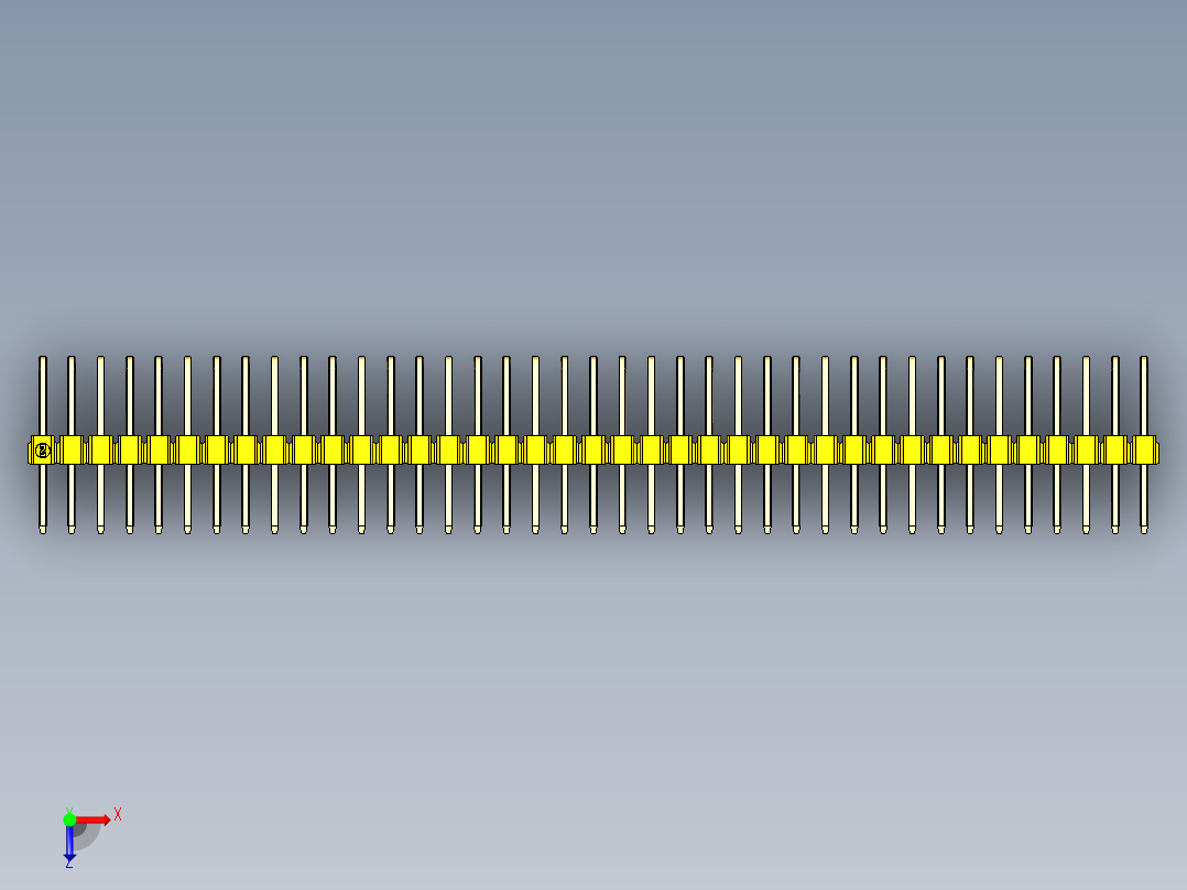 彩色公排针 100mil 2.54mm 系列-DS1022_yellow_3x39p_100mil_TypeD_rev1.0俯视图
