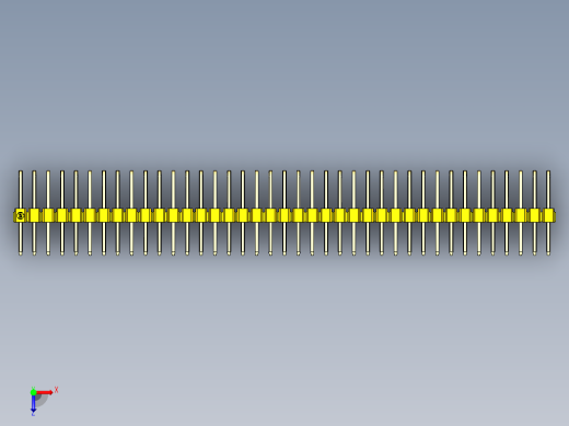彩色公排针 100mil 2.54mm 系列-DS1022_yellow_3x39p_100mil_TypeD_rev1.0俯视缩略图
