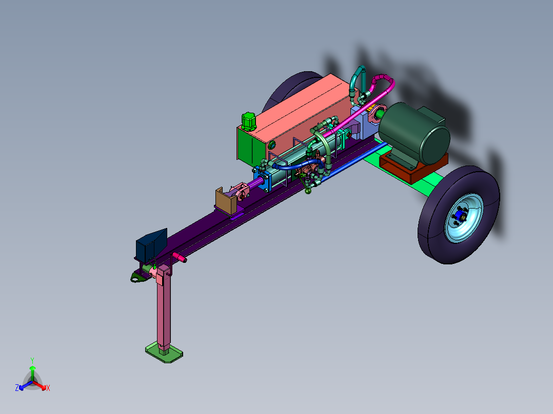 小车式小型液压切木头劈柴机