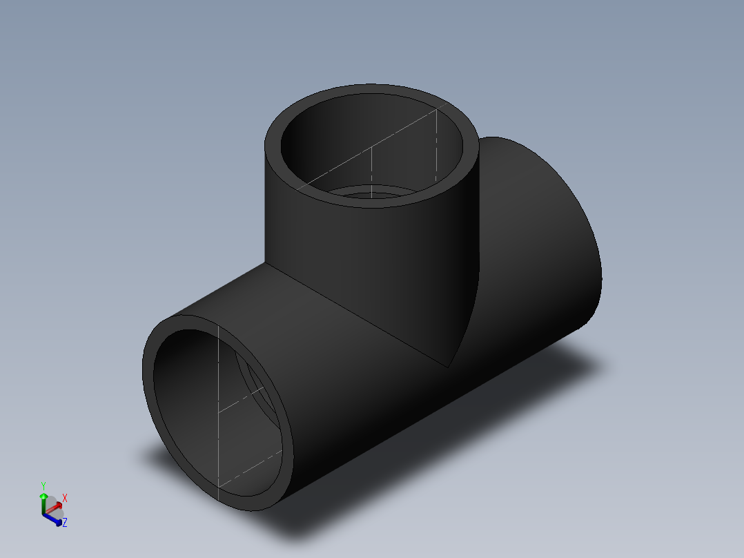 PVC管件-1.5in Tee正等轴测图