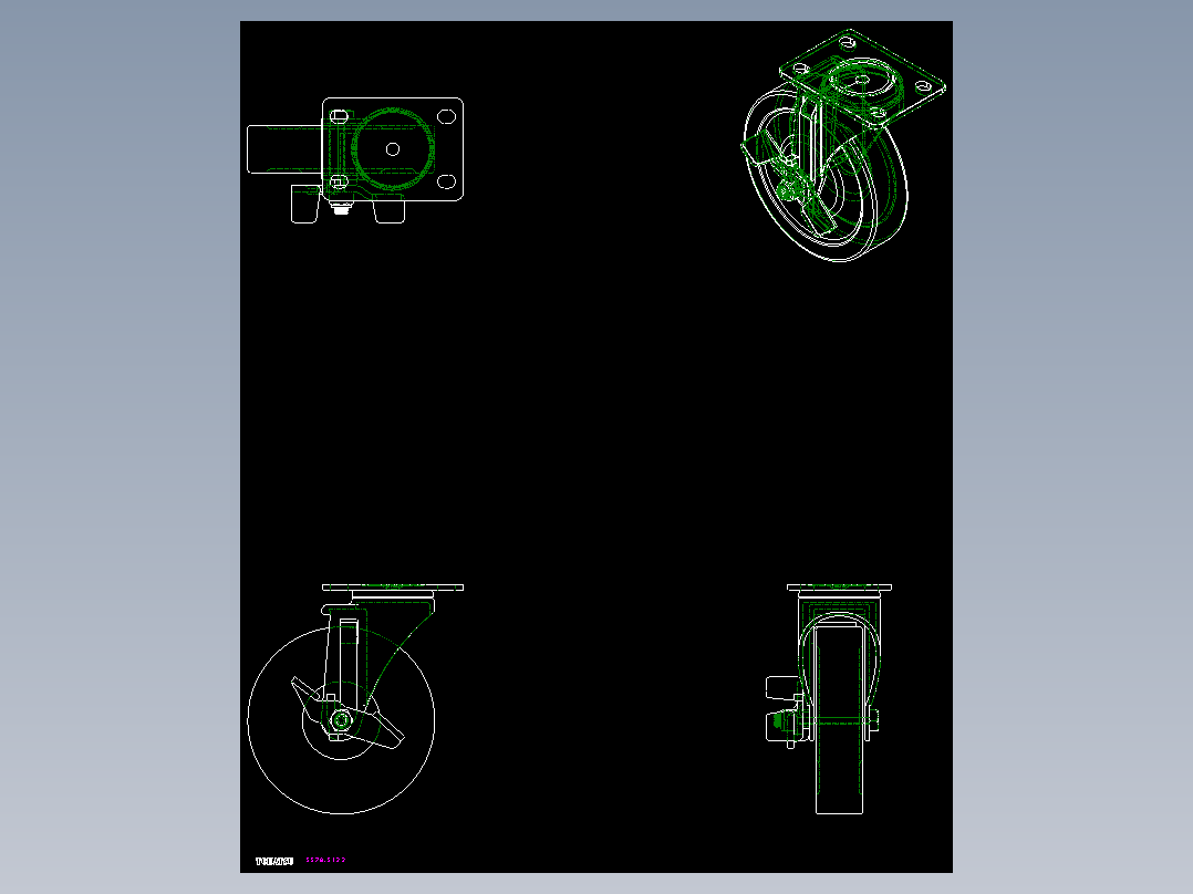 中荷重腳輪(1000N)5578-2D多系列多零件图纸模型