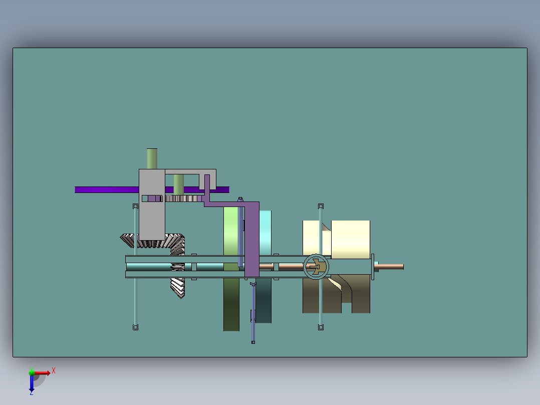 一种机械凸轮齿轮机构俯视图