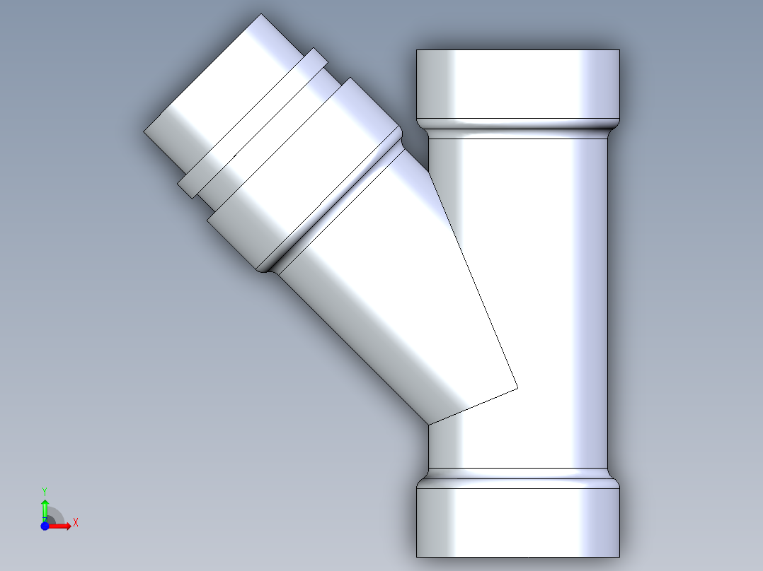 船舶管路系统S6_SeaDrainPLUS_45ReducerWye-SxSxS_37E263030_2x2x1-1-2in Sea Drain Plus - 45 Reducing Wye - SxSxS前视图