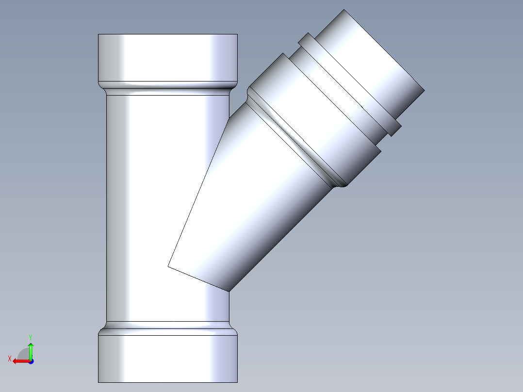 船舶管路系统S6_SeaDrainPLUS_45ReducerWye-SxSxS_37E263030_2x2x1-1-2in Sea Drain Plus - 45 Reducing Wye - SxSxS后视图