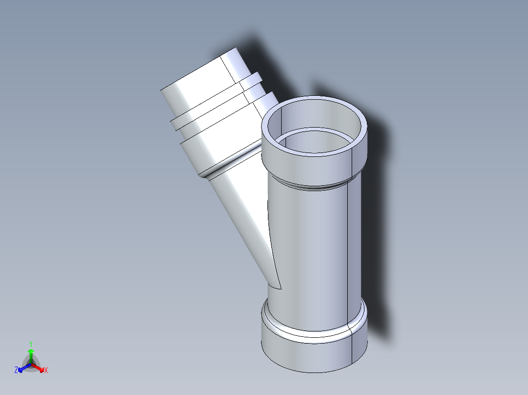 船舶管路系统S6_SeaDrainPLUS_45ReducerWye-SxSxS_37E263030_2x2x1-1-2in Sea Drain Plus - 45 Reducing Wye - SxSxS正等轴测图