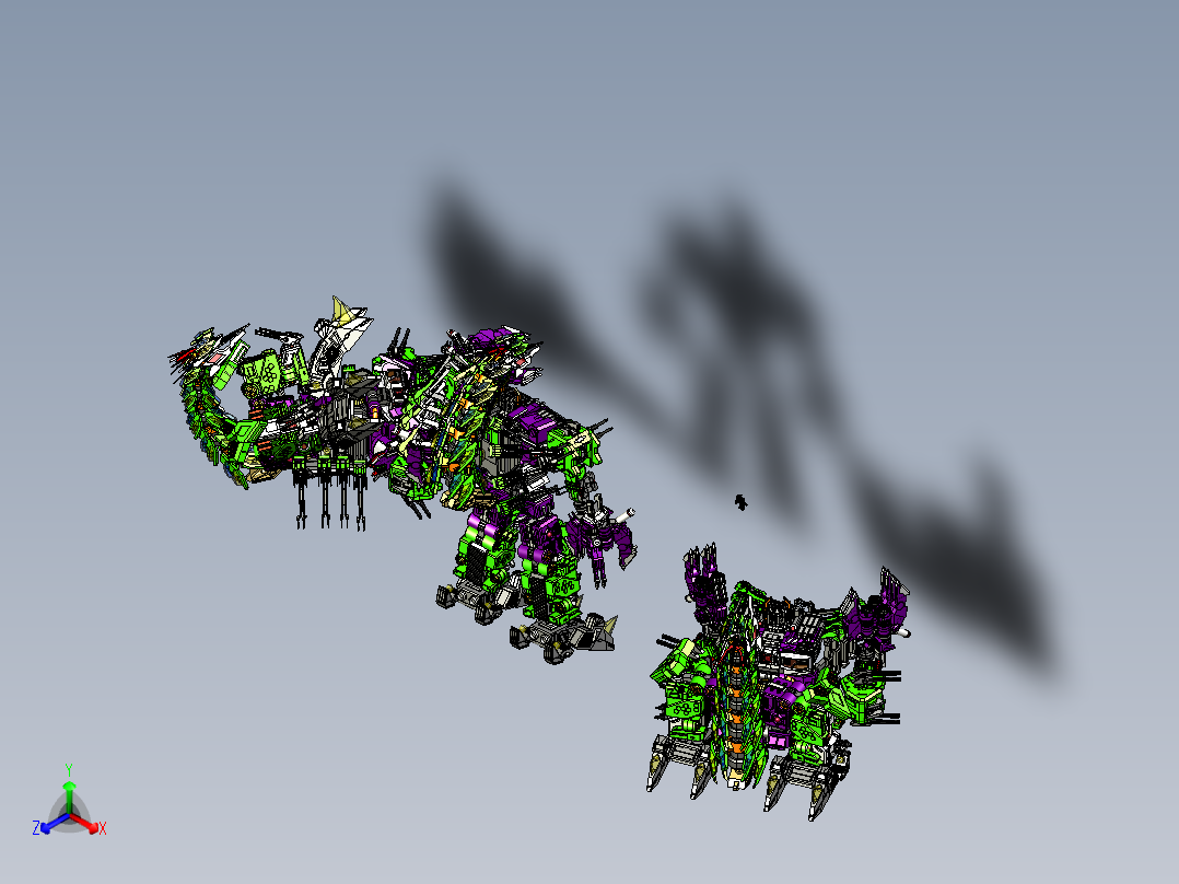 蝎子变形金刚拼装模型正等轴测图