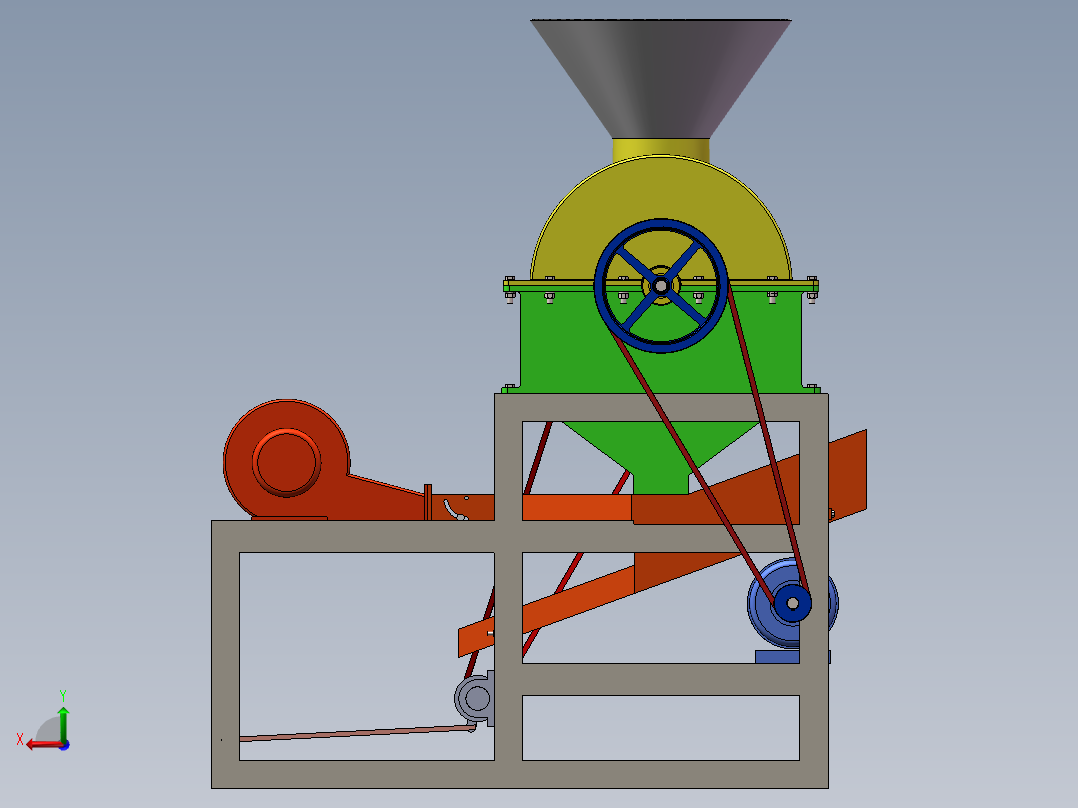 新型家用花生脱壳机设计（含三维SW模型+CAD图纸+说明书）后视图