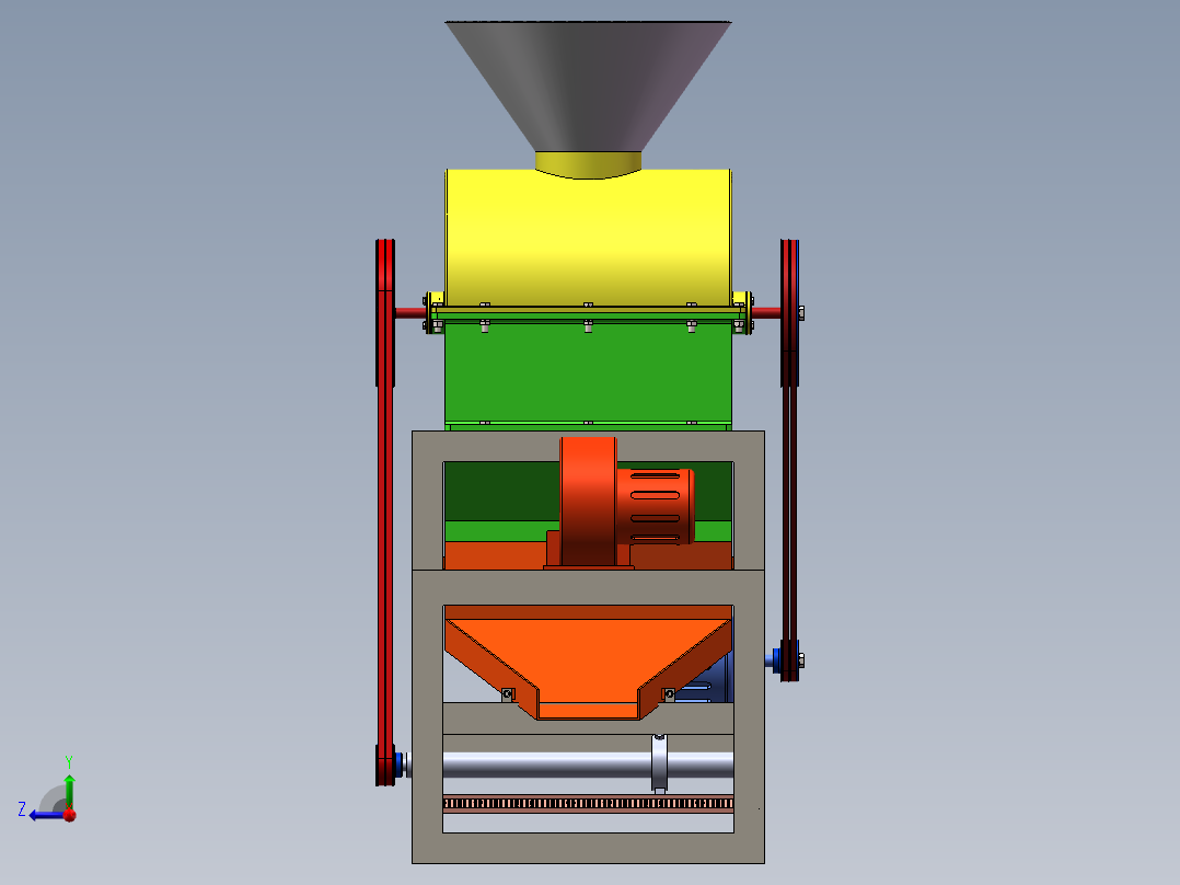 新型家用花生脱壳机设计（含三维SW模型+CAD图纸+说明书）右视图