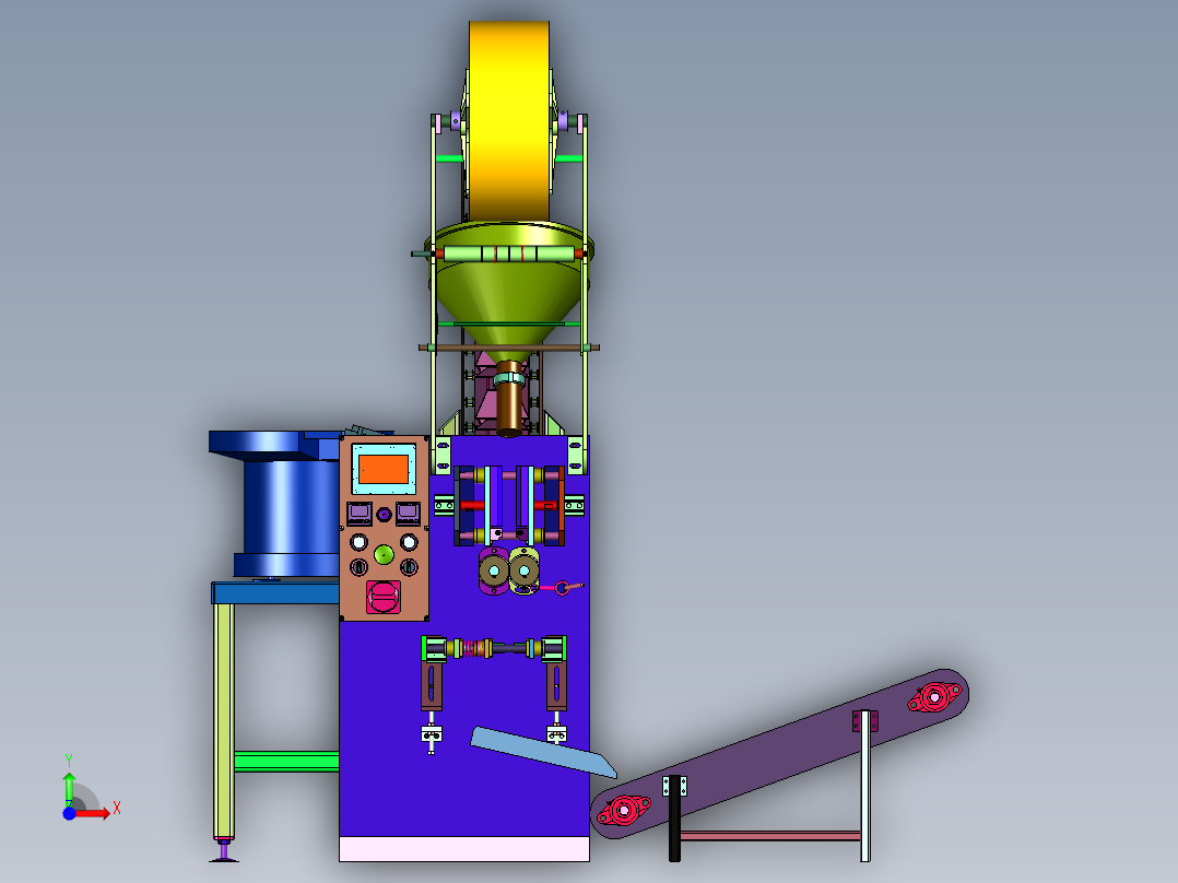 振动供料装置的自动计数组合包装机前视图