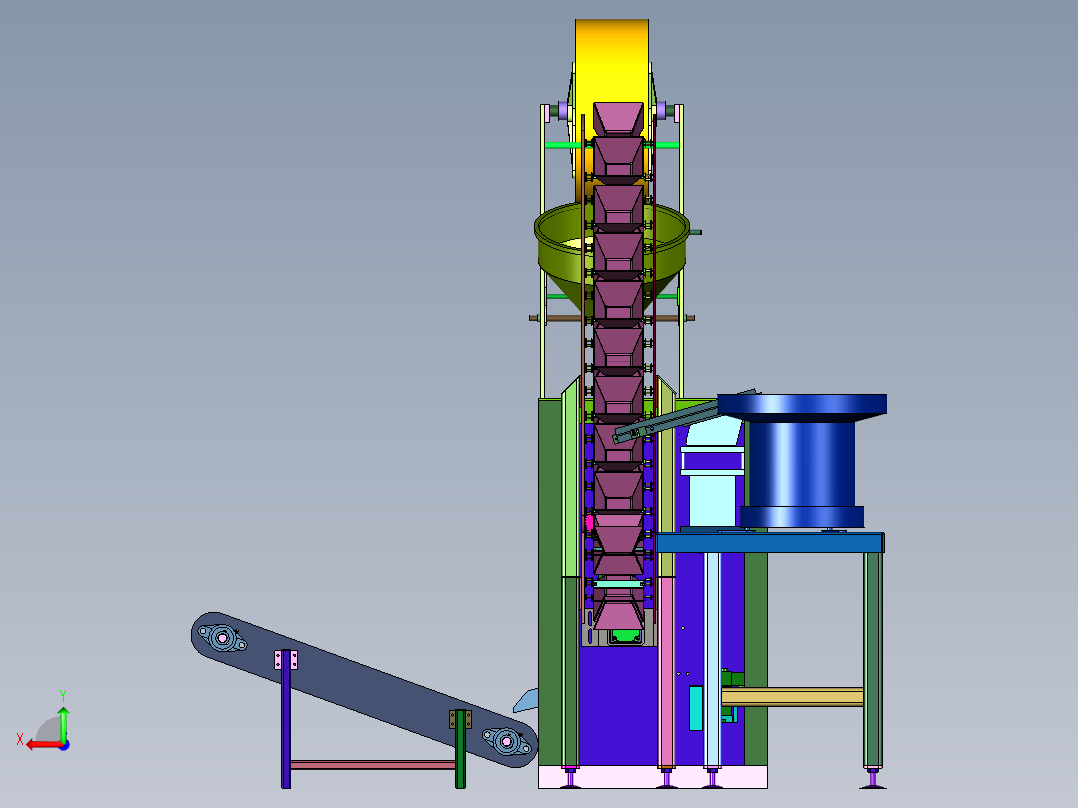 振动供料装置的自动计数组合包装机后视图