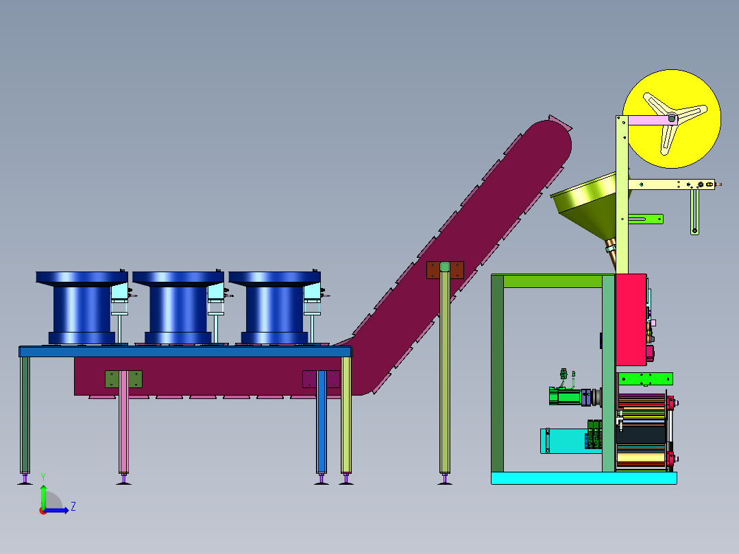 振动供料装置的自动计数组合包装机左视图