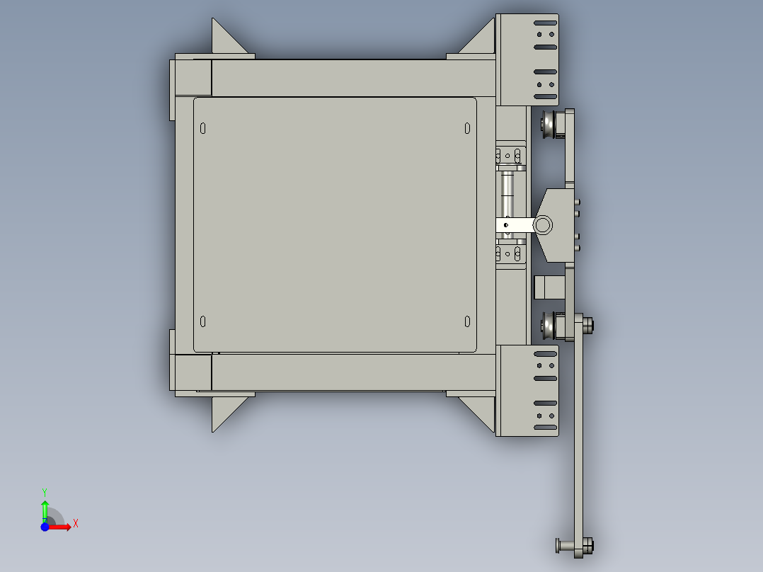 印花机上下杯机构前视图
