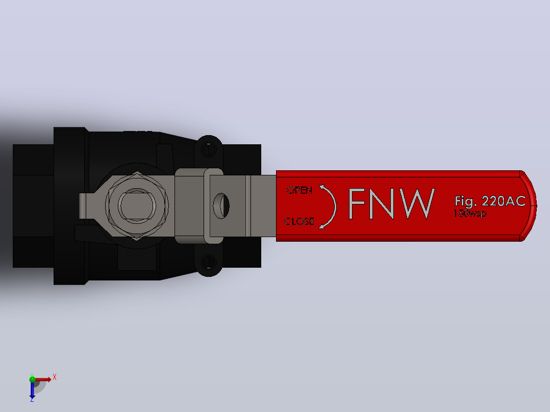 FNW-FNW221ACF二片式内螺纹球阀俯视图