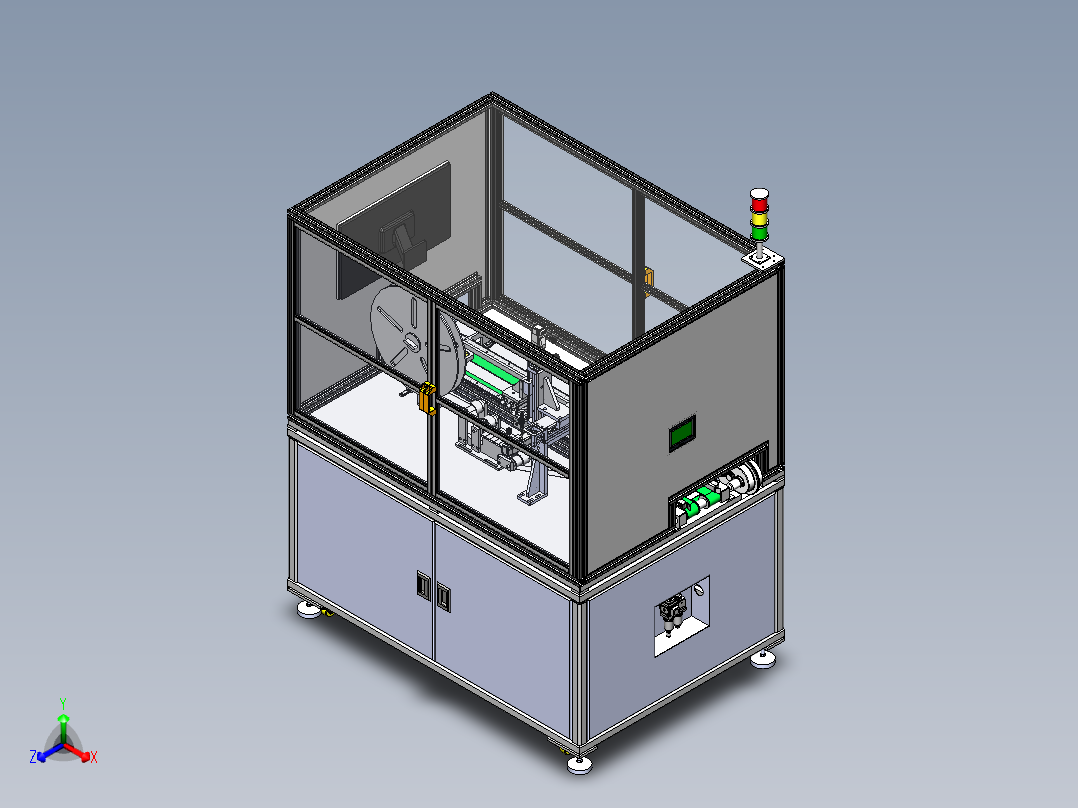 手机辅料贴合机标签泡棉等sw18可编辑正等轴测图
