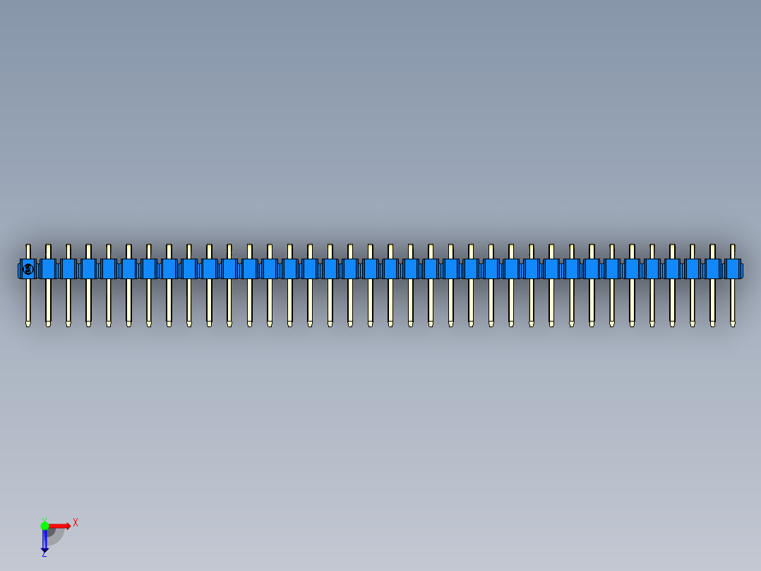 彩色公排针 100mil 2.54mm 系列-DS1022_blue_1x36p_100mil_TypeD_rev1.0俯视图