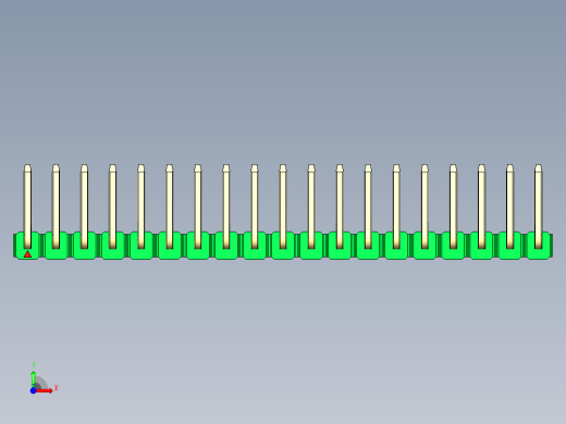 彩色公排针 100mil 2.54mm 系列-DS1022_green_19p_100mil_TypeU_rev1.0前视缩略图
