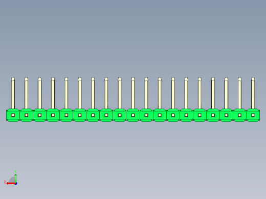 彩色公排针 100mil 2.54mm 系列-DS1022_green_19p_100mil_TypeU_rev1.0后视缩略图