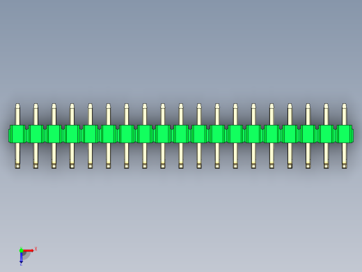 彩色公排针 100mil 2.54mm 系列-DS1022_green_19p_100mil_TypeU_rev1.0俯视缩略图