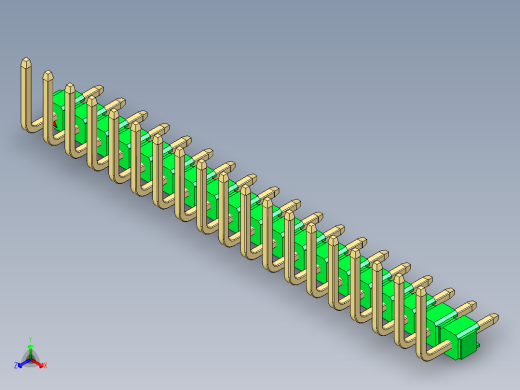 彩色公排针 100mil 2.54mm 系列-DS1022_green_19p_100mil_TypeU_rev1.0正等轴测缩略图