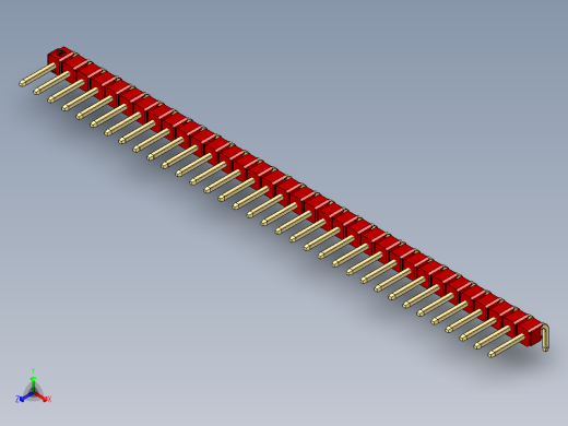 彩色公排针 100mil 2.54mm 系列-DS1022_red_1x34p_100mil_TypeD_rev1.0
