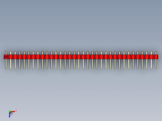 彩色公排针 100mil 2.54mm 系列-DS1022_red_1x34p_100mil_TypeD_rev1.0俯视缩略图