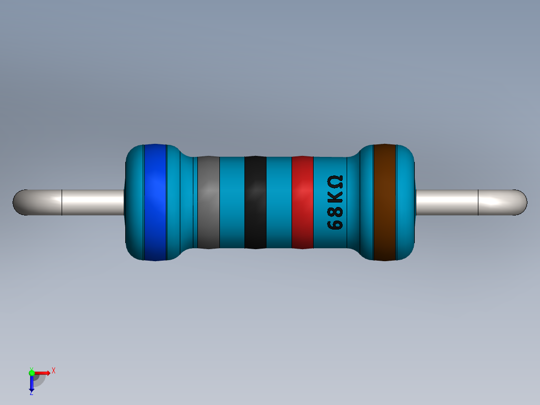 电容器 二极管 电阻器-Resistor 68K Ohm Blue俯视图