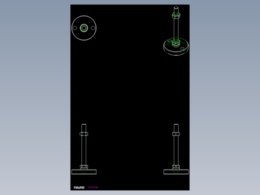 不銹鋼水平調整腳座2259-2D多系列多零件图纸模型