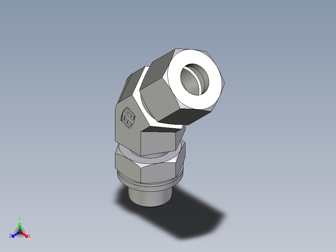 卡套式工业通用硬管接头EO_Adjustable_locknut_45_deg_elbow_VEE10LRCF主视图