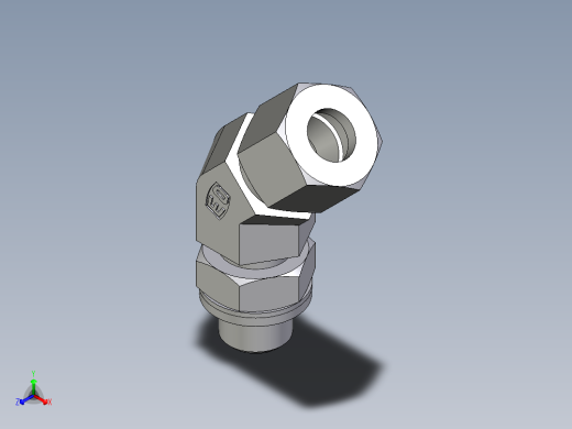 卡套式工业通用硬管接头EO_Adjustable_locknut_45_deg_elbow_VEE10LRCF正等轴测缩略图